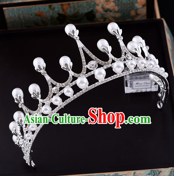 Top Grade Handmade Hair Accessories Baroque Style Wedding Princess Pearls Crystal Royal Crown, Bride Hair Kether Jewellery Round Imperial Crown for Women
