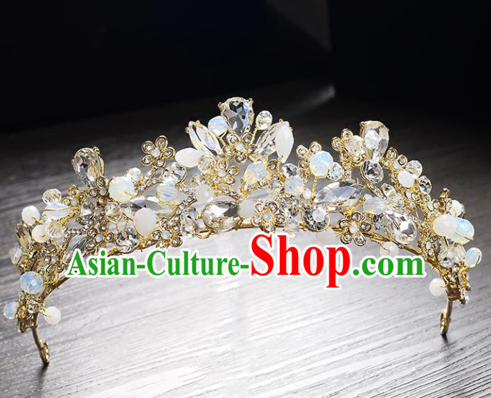 Top Grade Handmade Hair Accessories Baroque Style Princess Crystal Opal Vintage Royal Crown, Bride Wedding Hair Kether Jewellery Imperial Crown for Women
