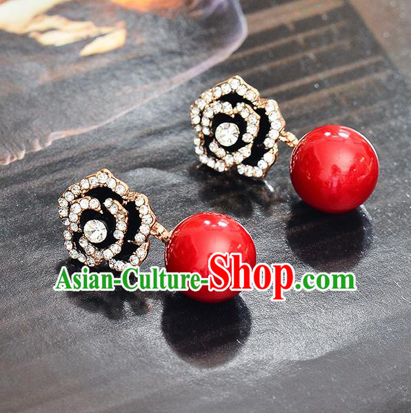 Top Grade Handmade Chinese Classical Jewelry Accessories Wedding Crystal Flower Earrings Bride Hanfu Eardrop for Women