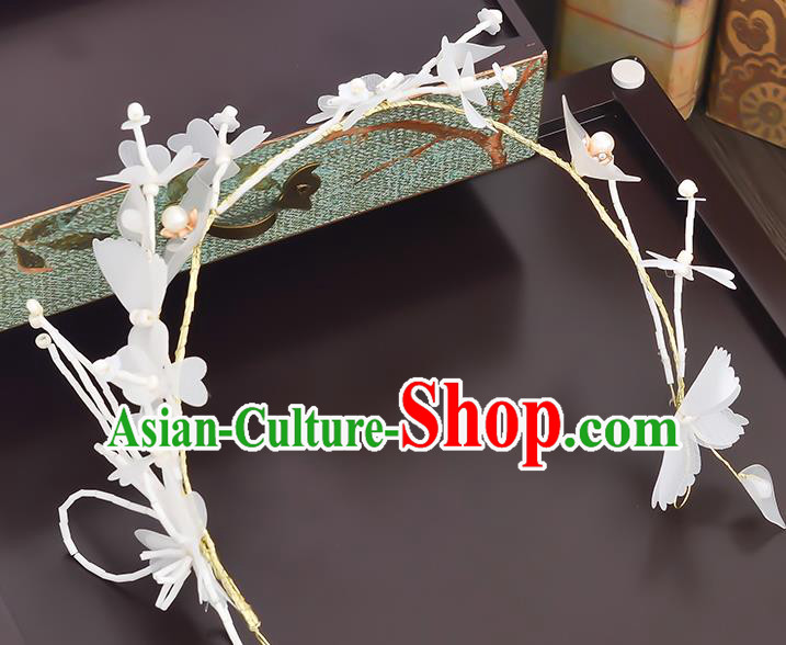 Top Grade Handmade Chinese Classical Hair Accessories Princess Wedding Baroque Headwear White Flowers Headband Hair Clasp for Women