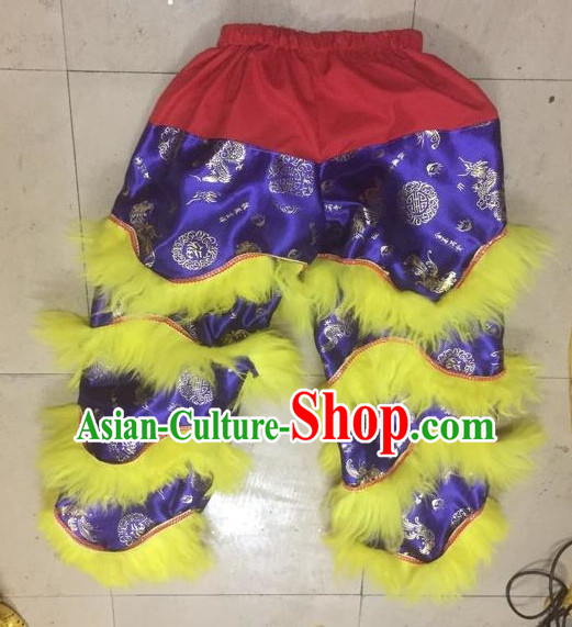 World Lion Dance Competition Fur Hoksan Costume Lion Dance Pants Adult Size Costumes Purple Trousers