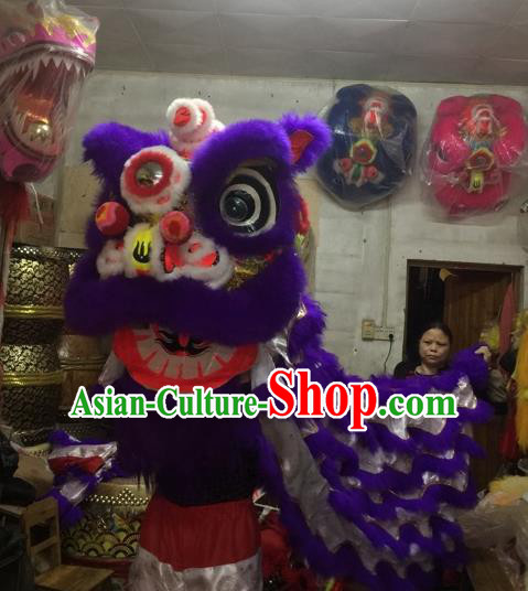 World Lion Dance Competition Purple Fur Lion Head Lion Dance Costumes Complete Set for Adult