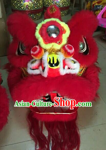 World Lion Dance Competition Red Fur Lion Head Lion Dance Costumes Complete Set for Adult