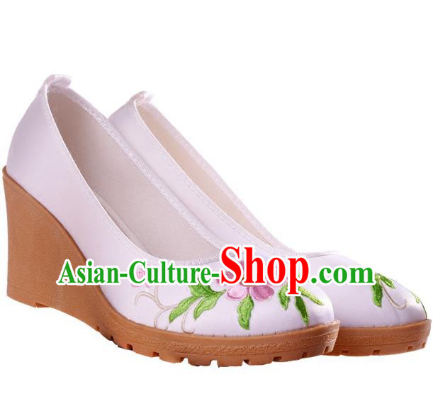 Traditional Chinese Ancient Wedding Cloth Shoes, China Princess Pink Shoes Hanfu Handmade Embroidery Shoe for Women