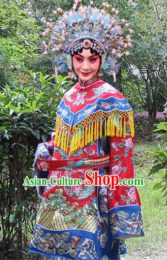 Traditional China Beijing Opera Young Lady Hua Tan Costume Imperial Concubine Embroidered Robe and Headwear, Ancient Chinese Peking Opera Female Diva Embroidery Dress Clothing