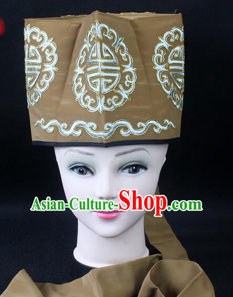 Traditional China Beijing Opera Hair Accessories Lao-Sheng Hat, Ancient Chinese Peking Opera Embroidery Bronze Landlord Hat