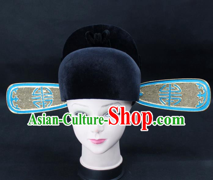 Traditional China Beijing Opera Sesame Official Hat, Ancient Chinese Peking Opera Men Headwear Prime Minister Hat