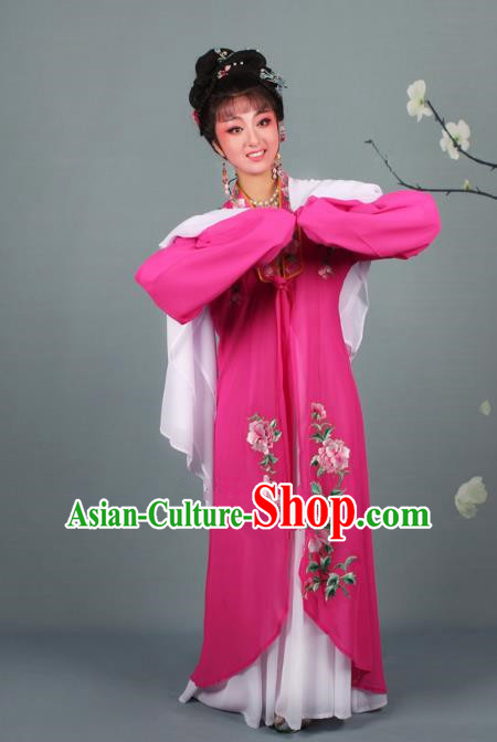 Traditional China Beijing Opera Young Lady Hua Tan Costume Princess Rosy Embroidered Cape, Ancient Chinese Peking Opera Diva Embroidery Dress Clothing