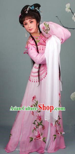 Top Grade Professional Beijing Opera Diva Costume Hua Tan Pink Embroidered Clothing, Traditional Ancient Chinese Peking Opera Princess Embroidery Dress