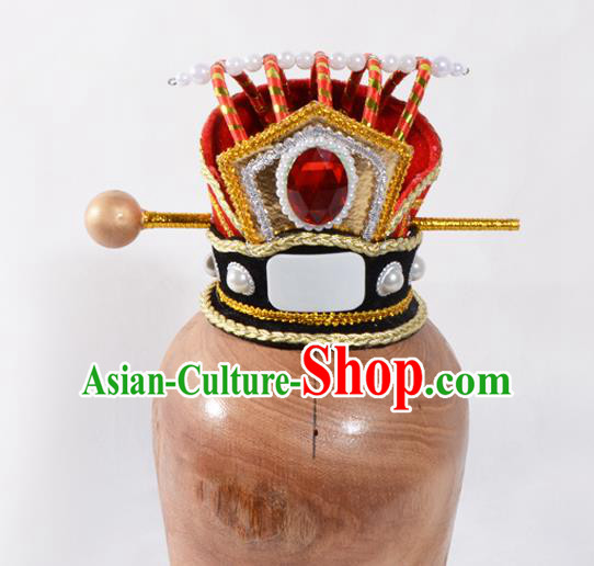 Top Grade Professional Beijing Opera Han Dynasty Prince Headwear, Traditional Ancient Chinese Peking Opera Chancellor Hat