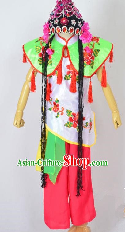 Traditional Chinese Professional Peking Opera Young Lady Costume, China Beijing Opera Diva Hua Tan Maidservants Clothing