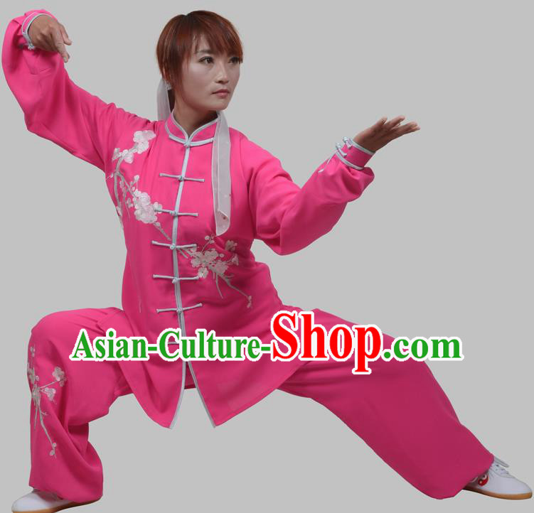 Top Grade Martial Arts Costume Kung Fu Training Purple Clothing, Tai Ji Embroidery Long Fist Uniform Gongfu Wushu Costume for Women for Men