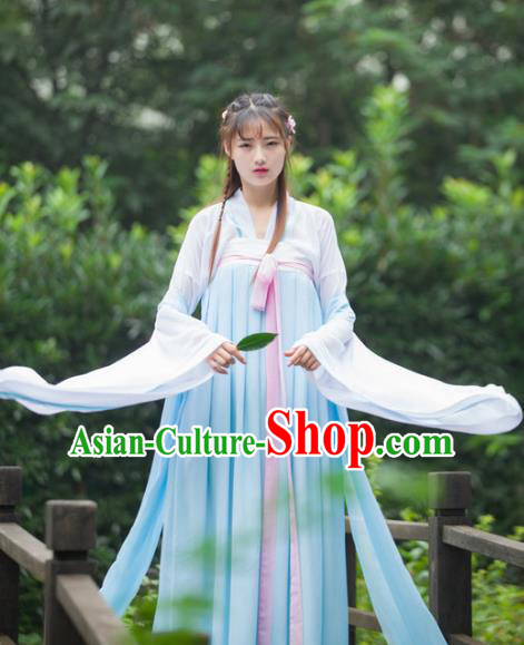 Traditional Ancient Chinese Peri Costume Blouse and Skirt, Elegant Hanfu Clothing Chinese Song Dynasty Princess Embroidered Dress for Women
