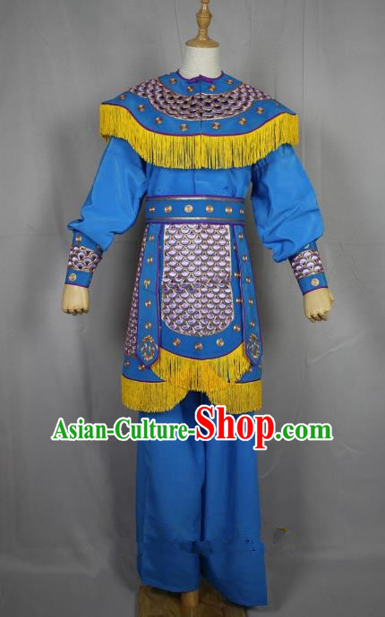 Traditional Beijing Opera Swordplay Embroidered Costume Female Warrior Dress, Ancient Chinese Peking Opera Blues Embroidery Clothing