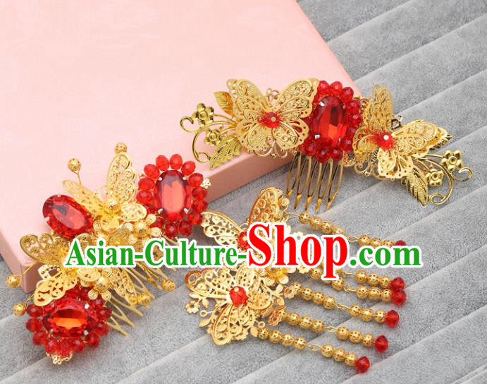 Traditional Handmade Chinese Ancient Classical Hair Accessories Barrettes Golden Hair Comb, Hanfu Hair Fascinators for Women