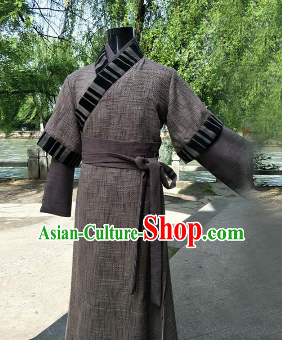 Traditional Chinese Ancient Swordsman Costume, Chinese Qin Dynasty Kawaler Hanfu Clothing for Men