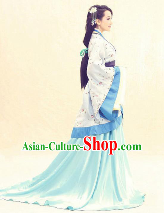 Traditional Ancient Chinese Imperial Consort Costume, Elegant Hanfu Clothing Chinese Han Dynasty Palace Lady Tailing Embroidered Clothing for Women