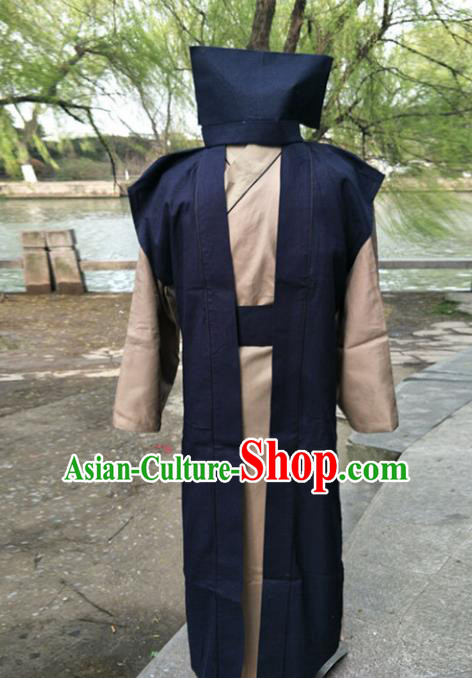 Traditional Chinese Ancient Swordsman Costume, Chinese Han Dynasty Scholar Ministry Councillor Clothing for Men