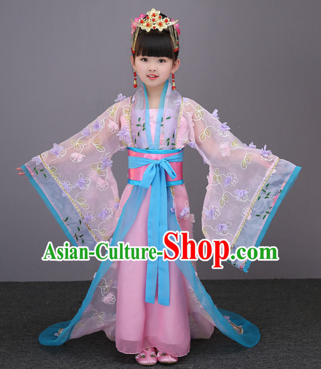 Pink Color Ancient Chinese Imperial Female Emperor Clothing and Hair Decorations Complete Set for Women