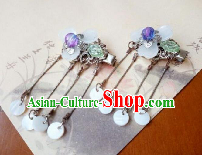 Traditional Handmade Chinese Ancient Classical Hair Accessories Coloured Glaze Purple Hair Claw for Women