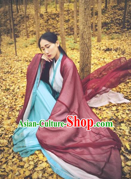 Traditional Ancient Chinese Han Dynasty Swordswoman Costume, Elegant Hanfu Chinese Ancient Young Lady Chivalrous Women Clothing