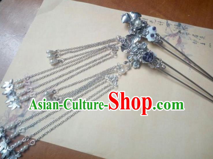 Traditional Handmade Chinese Ancient Classical Hanfu Hair Accessories Tassel Hairpins, Princess Headpiece Hair Stick for Women