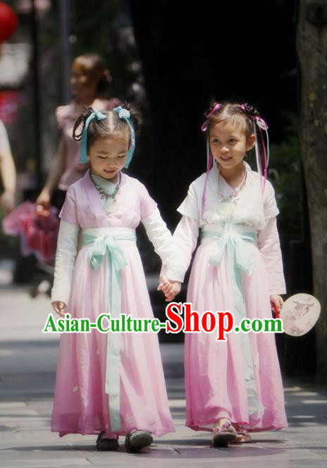Traditional Ancient Chinese Princess Costume, Elegant Hanfu Clothing Chinese Han Dynasty Palace Lady Embroidered Clothing for Kids