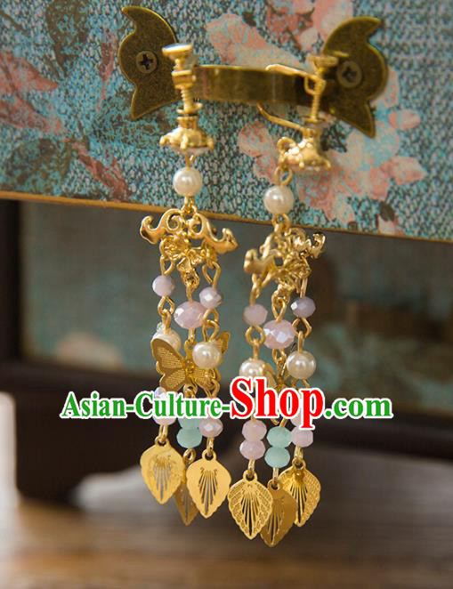 Top Grade Handmade Classical Accessories Hanfu Tassel Earrings, Chinese Princess Crystal Beads Eardrop for Women