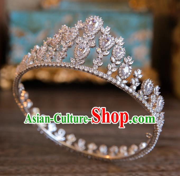 Top Grade Handmade Classical Hair Accessories Baroque Style Princess Crystal Hair Clasp Round Zircon Royal Crown Headwear for Women