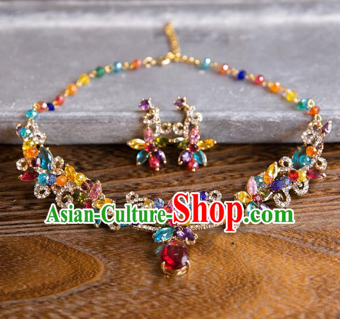 Top Grade Handmade Classical Jewelry Accessories Necklace, Baroque Style Princess Colorful Crystal Necklet Headwear for Women