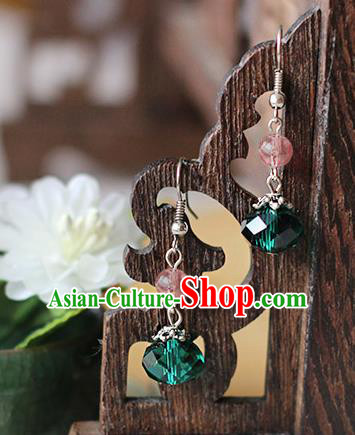 Chinese Handmade Classical Accessories Hanfu Green Tassel Earrings, China Xiuhe Suit Wedding Eardrop for Women