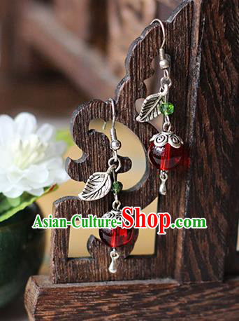 Chinese Handmade Classical Accessories Hanfu Red Bead Tassel Earrings, China Xiuhe Suit Wedding Eardrop for Women