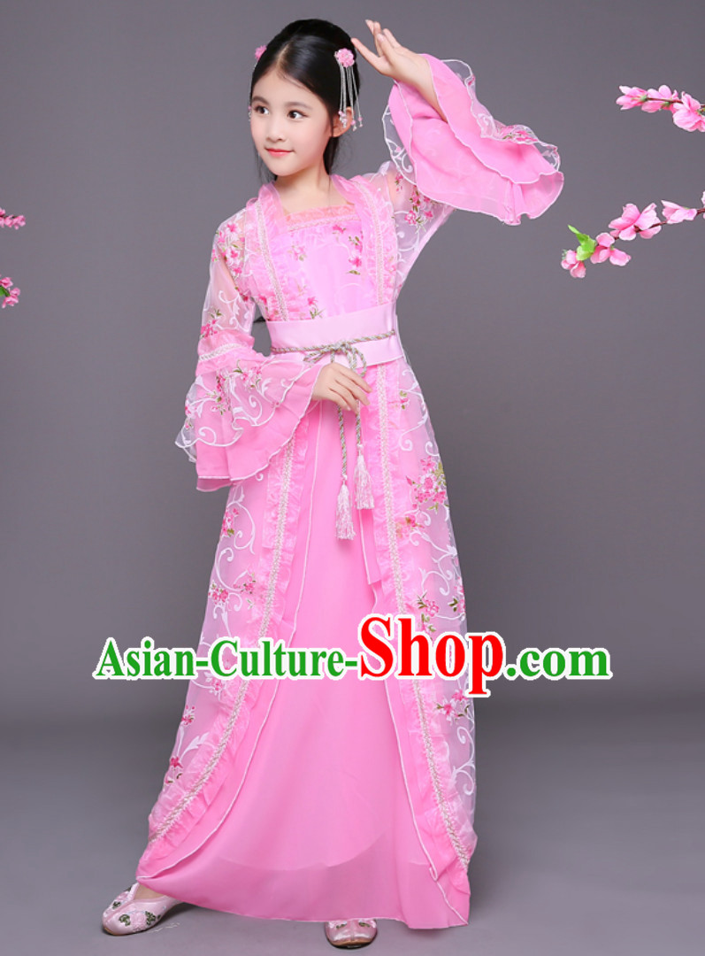 Ancient Chinese Palace Princess Costume and Headpieces Complete Set for Girls Children Kids