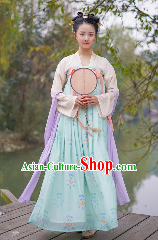 Traditional Chinese Ancient Hanfu Princess Costume Embroidered Slip Skirt, Asian China Tang Dynasty Palace Lady Clothing for Women