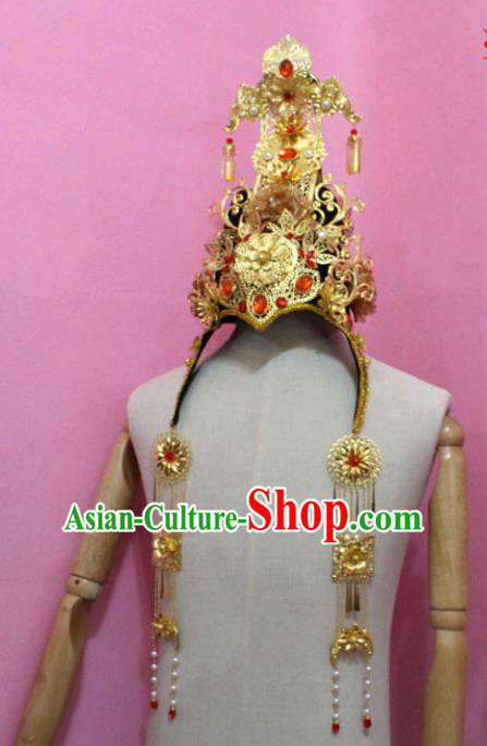 Traditional Handmade Hair Accessories Palace Lady Phoenix Coronet, China Xiuhe Suit Tassel Headwear for Women