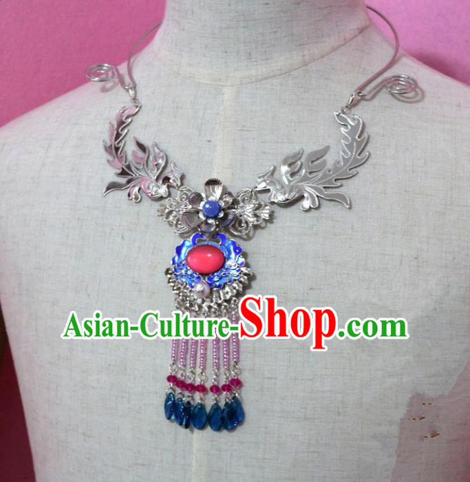 Traditional Handmade Chinese Jewelry Accessories Princess Necklace, China Tang Dynasty Empress Tassel Cloisonne Necklet for Women