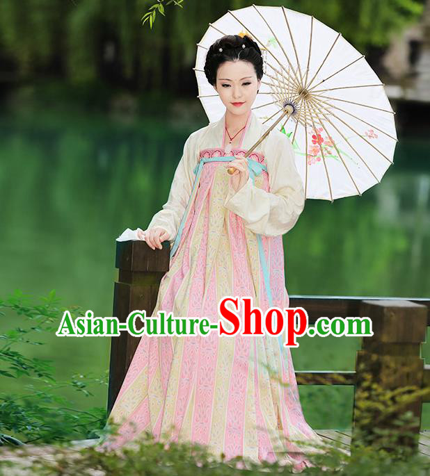 Asian Chinese Tang Dynasty Hanfu Imperial Concubine Costume, Traditional China Ancient Princess Dress Clothing for Women