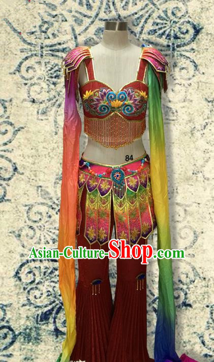 Traditional Chinese Dunhuang Flying Apsaras Dancing Costume, Chinese Folk Dance Water Sleeve Clothing for Women