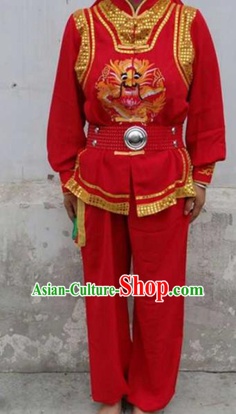 Traditional Chinese Classical Dance Yangge Fan Dance Costume, Folk Dance Drum Dance Lion Dance Clothing for Men