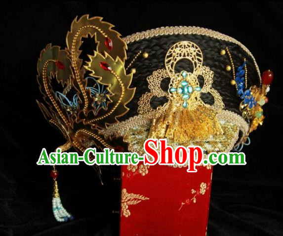 Traditional Handmade Chinese Qing Dynasty Hair Accessories Headwear, Manchu High Coiffure Imperial Concubine Headpiece for Women