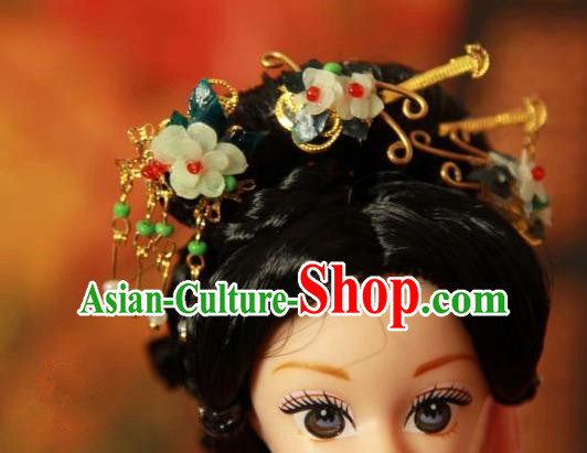 Traditional Handmade Chinese Tang Dynasty Hair Accessories Complete Set, Ancient China Imperial Concubine Hairpins Headpiece
