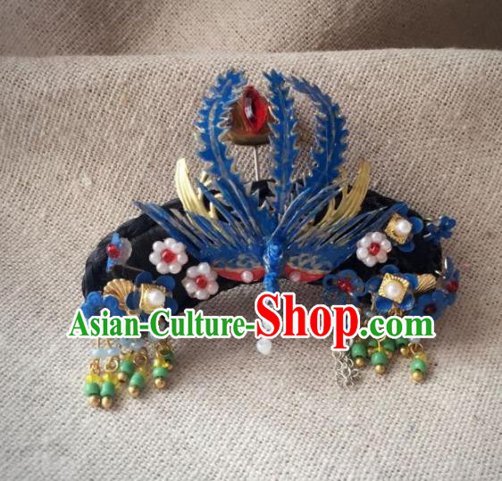 Traditional Handmade Chinese Qing Dynasty Hair Accessories Headwear, China Manchu Imperial Concubine Phoenix Hairpins Headpiece