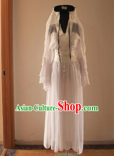 Traditional Chinese Classical Ancient Madam White Snake Costume, Asian China Song Dynasty Fairy Clothing for Women