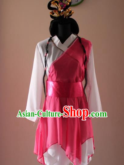Traditional Ancient Chinese Swordswoman Huang Rong Hanfu Pink Costume, Asian Chinese Song Dynasty Embroidered Clothing for Women