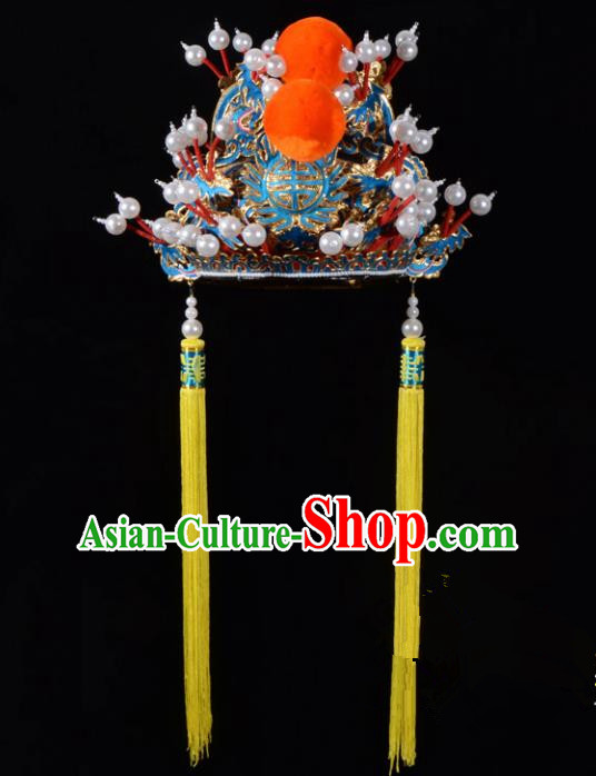 Traditional Beijing Opera Niche Hair Accessories Emperor Hat, Ancient Chinese Peking Opera Royal Highness Hat Headwear