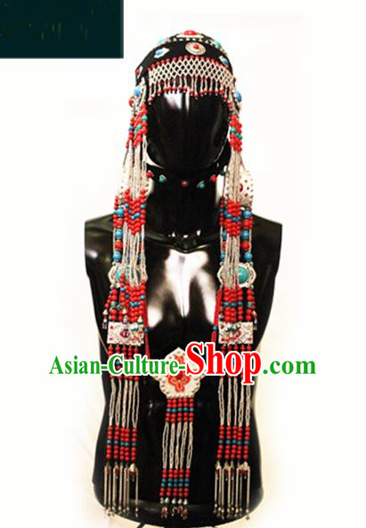 Traditional Chinese Mongol Nationality Princess Hair Accessories, Chinese Mongolian Minority Nationality Headwear for Women