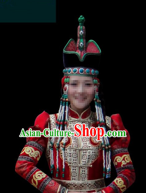 Traditional Chinese Mongol Nationality Bride Hair Accessories Queen Hat, Chinese Mongolian Minority Nationality Headwear for Women