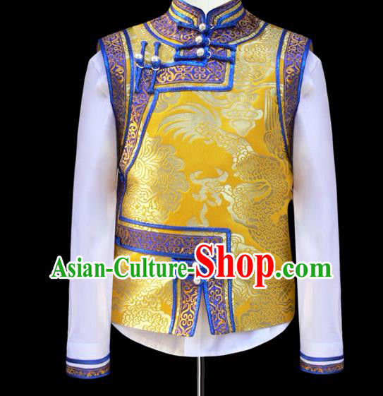 Traditional Chinese Mongol Nationality Costume Children Mongolian Vest, Chinese Mongolian Minority Nationality Dance Waistcoat for Kids