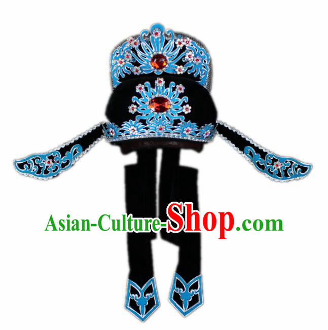 Traditional China Beijing Opera Share-win Scholar Black Hats, Chinese Peking Opera Niche Headwear