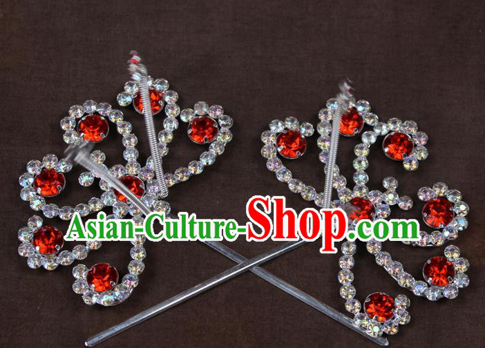 Traditional China Beijing Opera Actress Hair Accessories Hairpins, Chinese Peking Opera Diva Crystal Step Shake Headwear